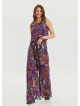 Boat Neck Backless Purple Authentic Jumpsuit 4535